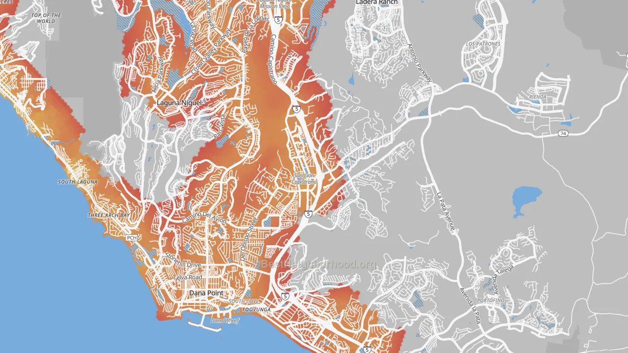 Transit Grade map of 92675, CA