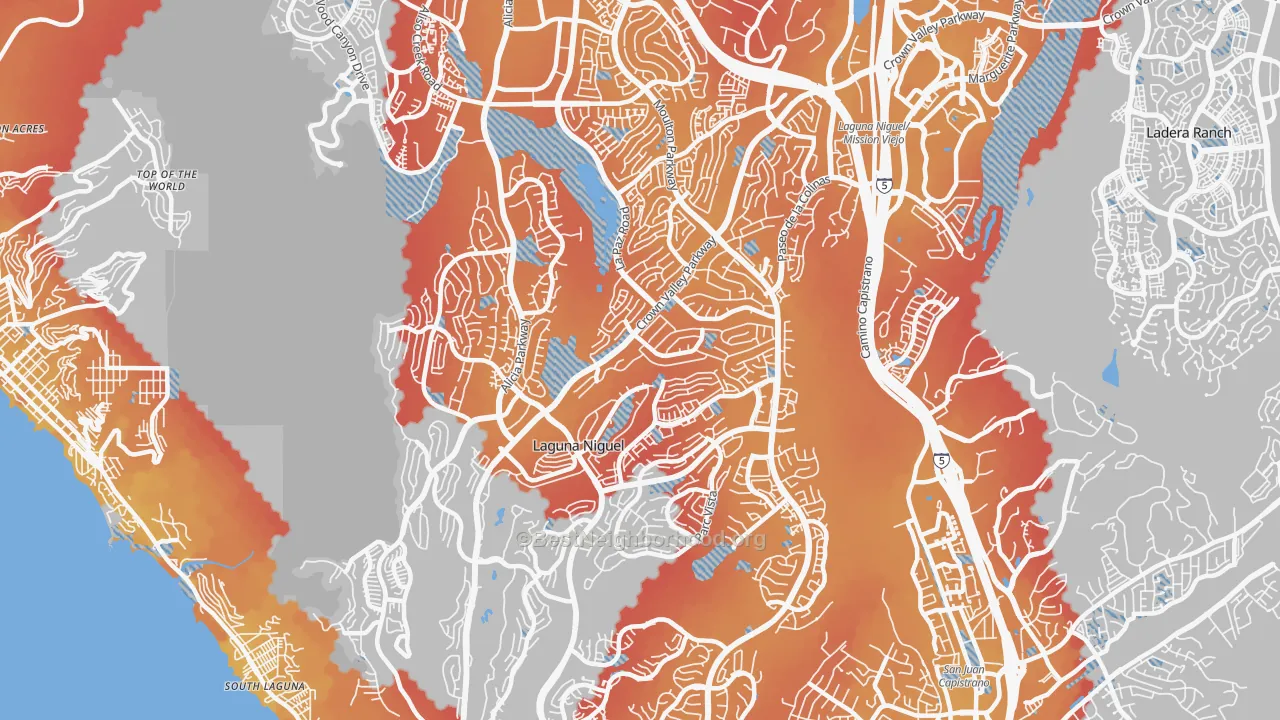 Transit Grade map of 92677, CA