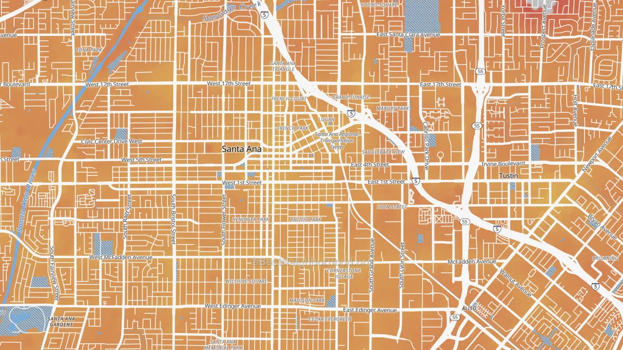 Transit Grade map of 92701, CA