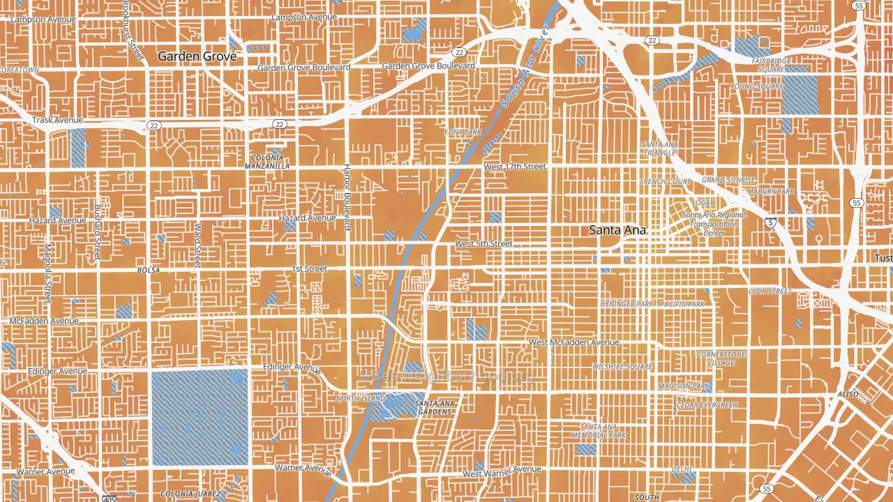 Transit Grade map of 92703, CA