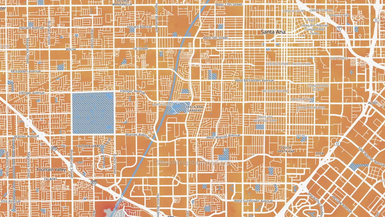 Transit Grade map of 92704, CA