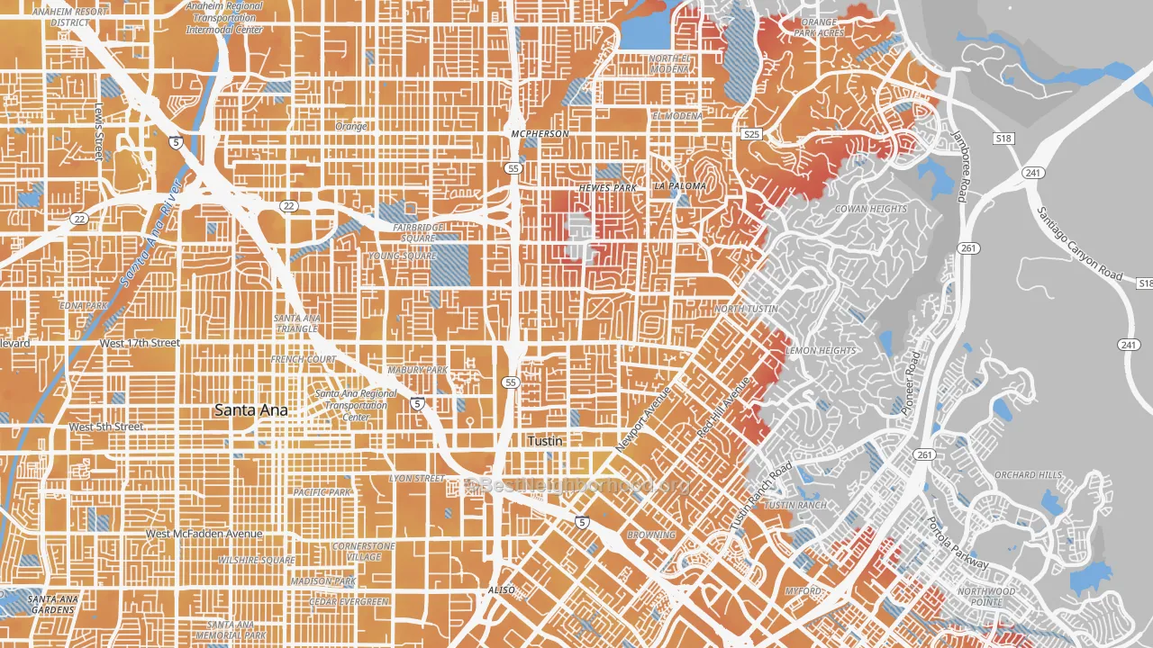 Transit Grade map of 92705, CA