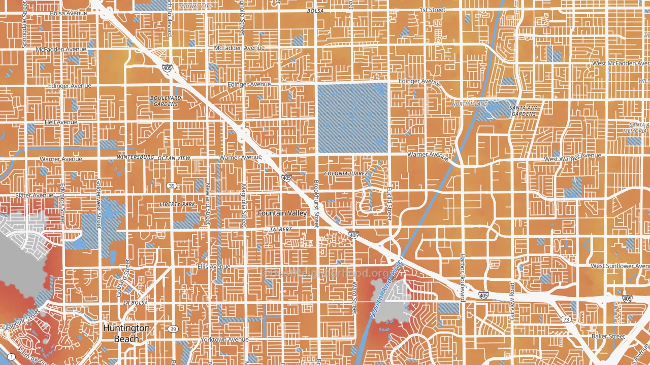 Transit Grade map of 92708, CA