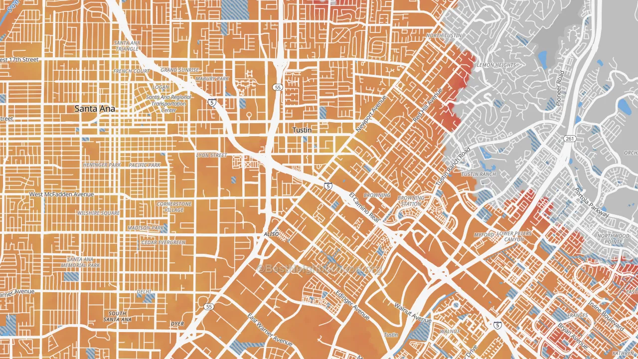 Transit Grade map of 92780, CA