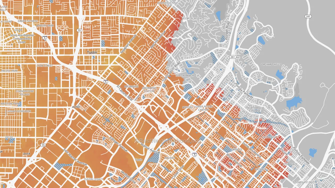 Transit Grade map of 92782, CA