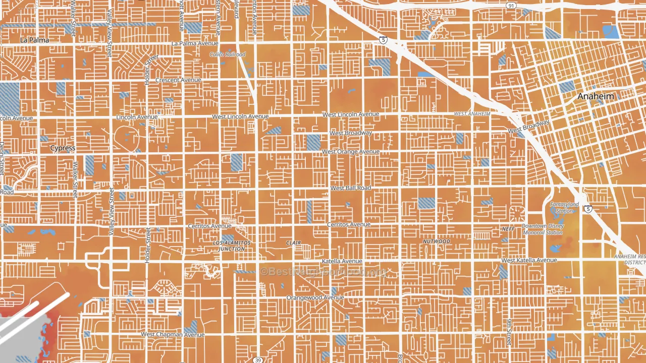 Transit Grade map of 92804, CA