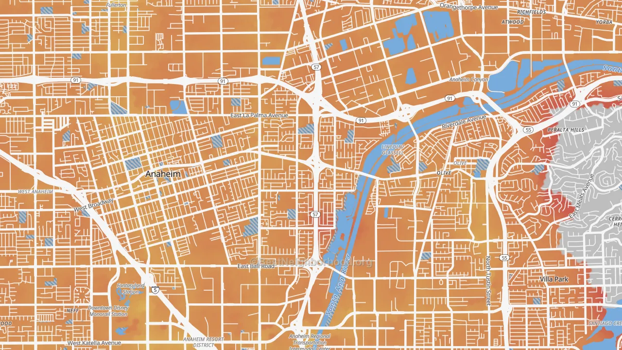 Transit Grade map of 92806, CA