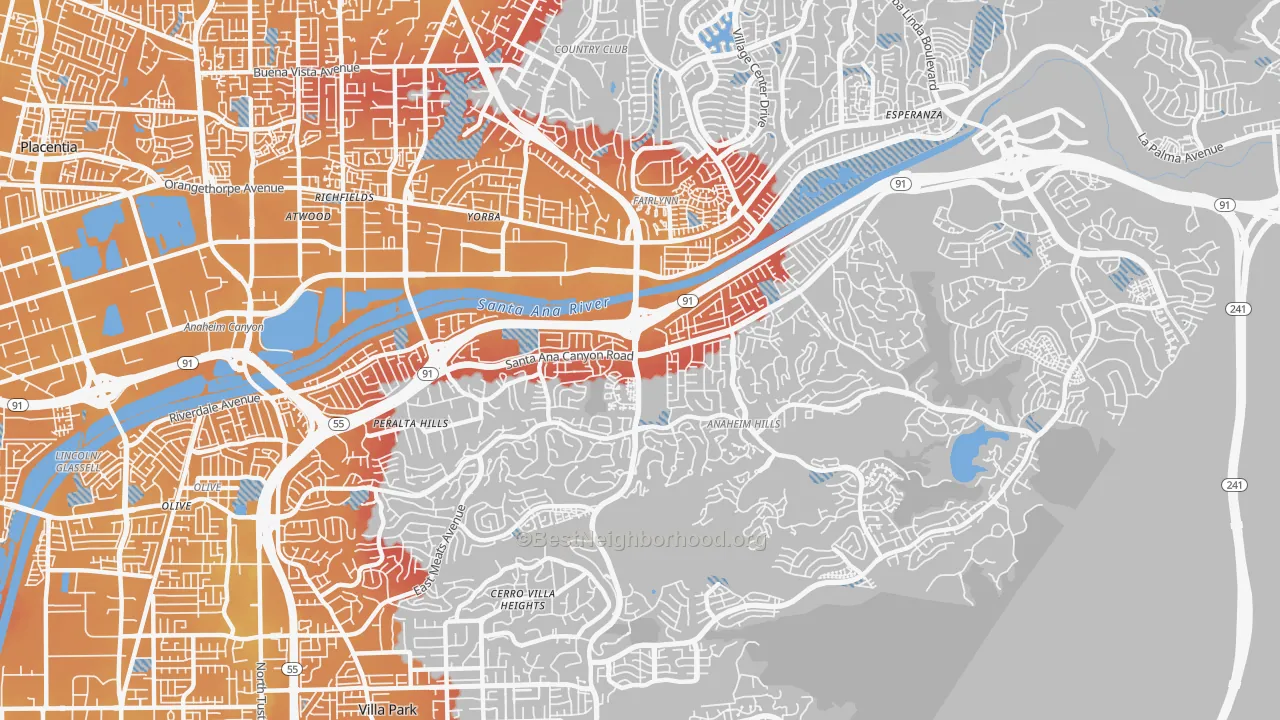 Transit Grade map of 92807, CA