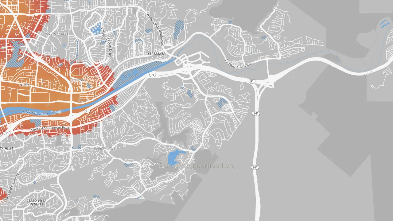 Transit Grade map of 92808, CA
