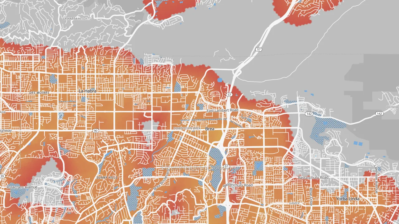 Transit Grade map of 92821, CA
