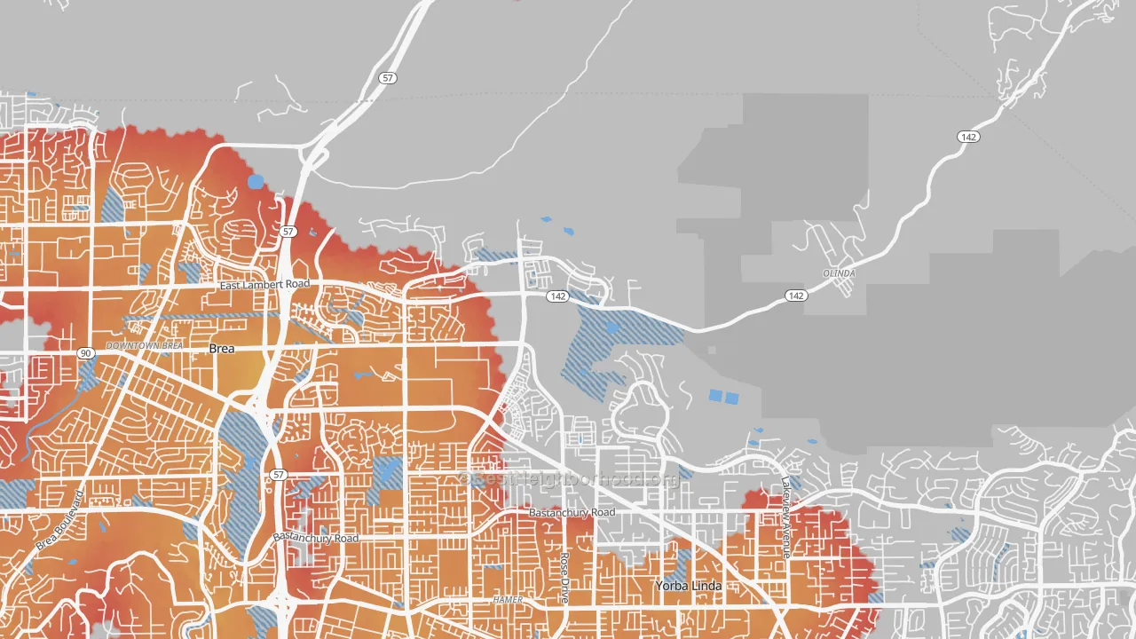Transit Grade map of 92823, CA