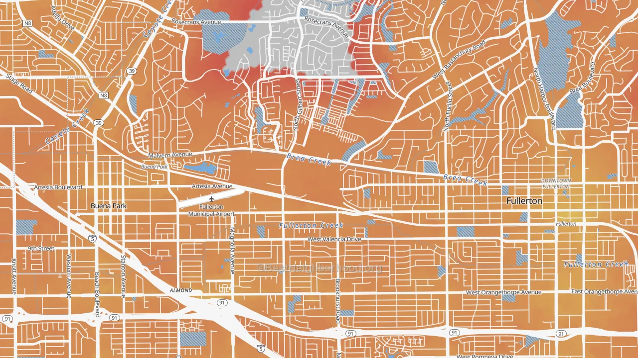 Transit Grade map of 92833, CA
