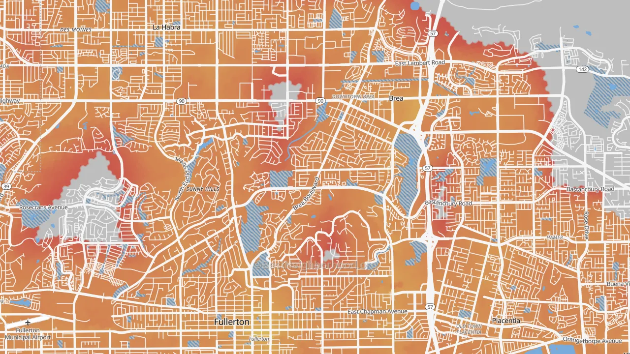 Transit Grade map of 92835, CA