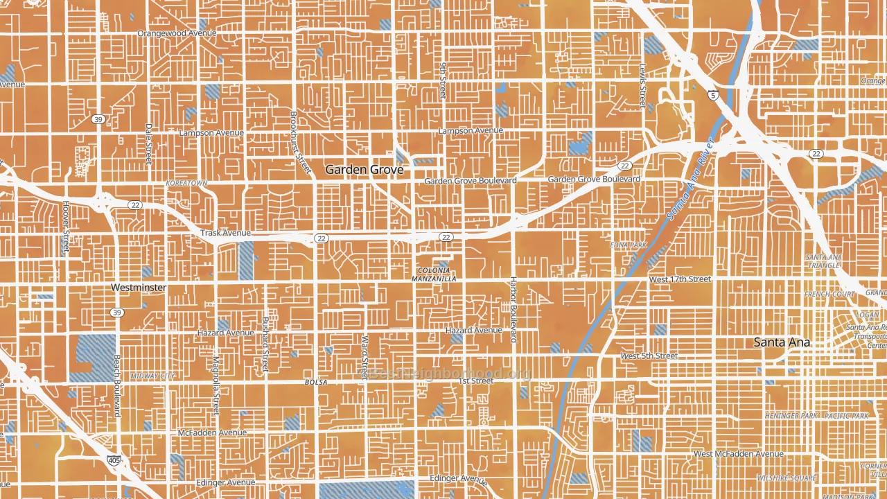 Transit Grade map of 92843, CA