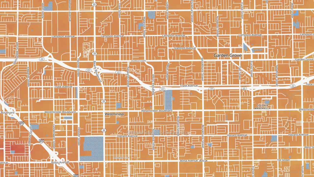 Transit Grade map of 92844, CA