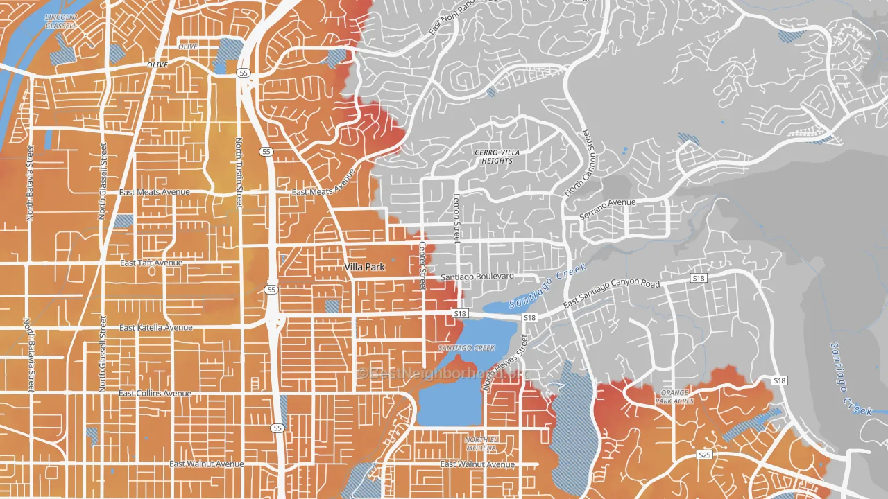 Transit Grade map of 92861, CA