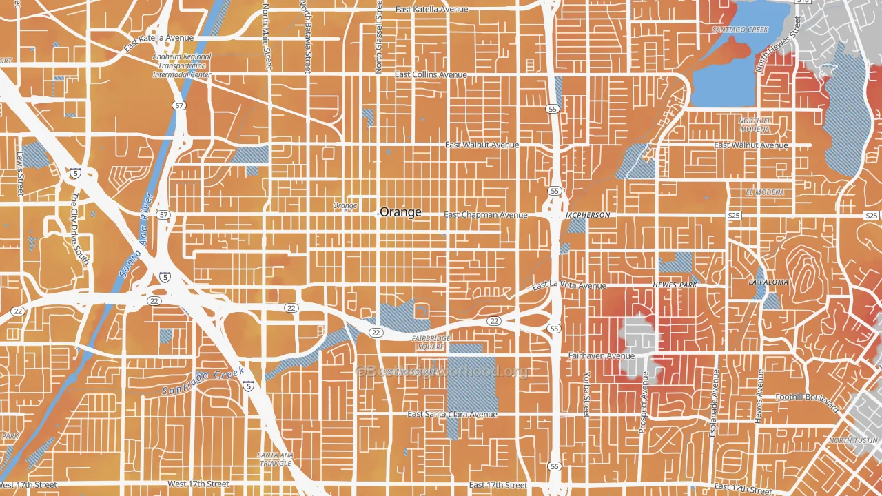Transit Grade map of 92866, CA