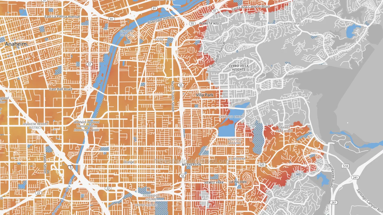 Transit Grade map of 92867, CA