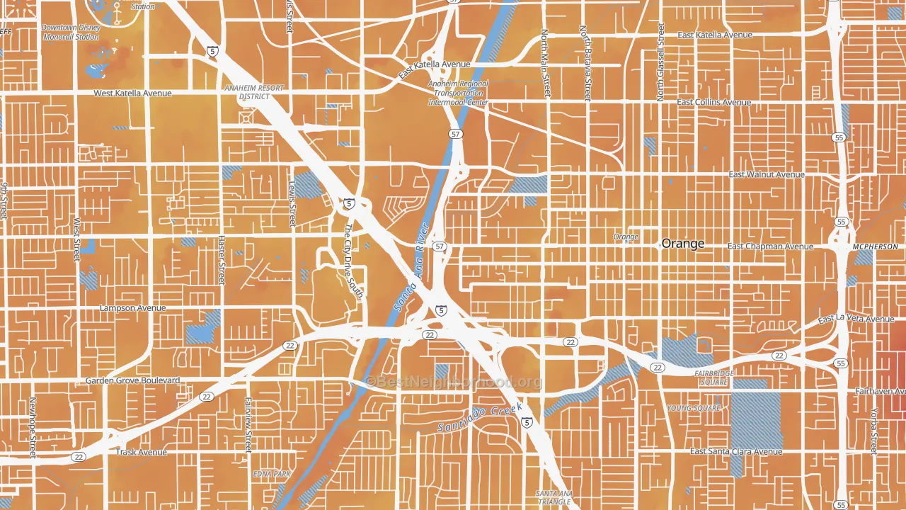 Transit Grade map of 92868, CA