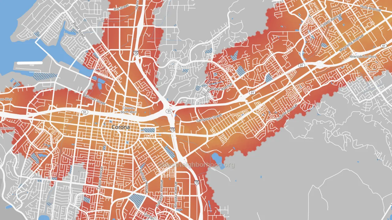 Transit Grade map of 92879, CA