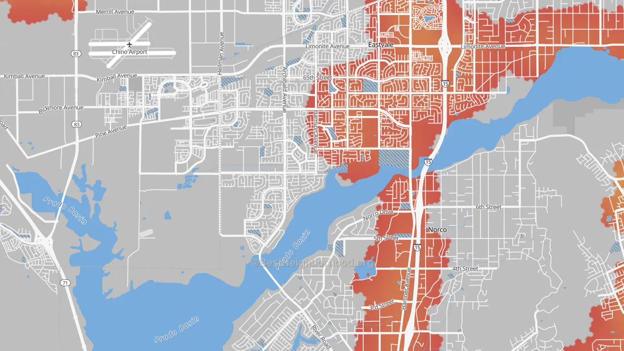 Transit Grade map of 92880, CA