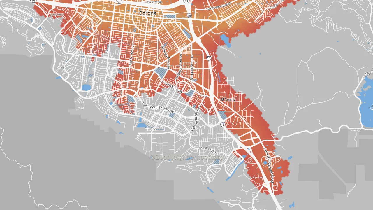 Transit Grade map of 92881, CA