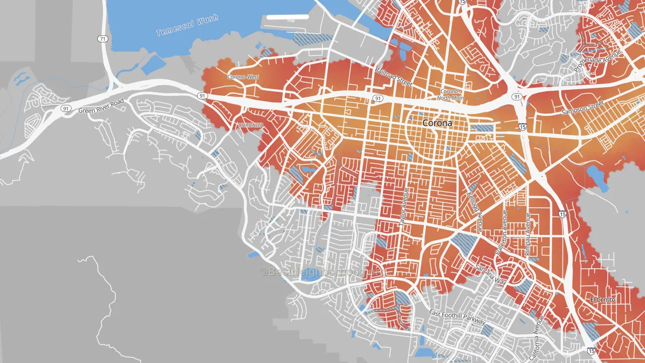 Transit Grade map of 92882, CA