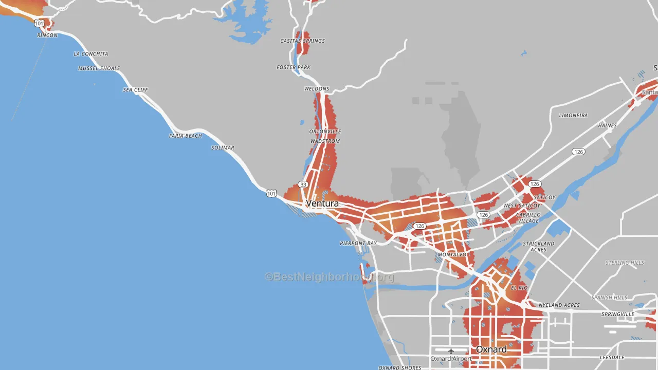 Transit Grade map of 93001, CA