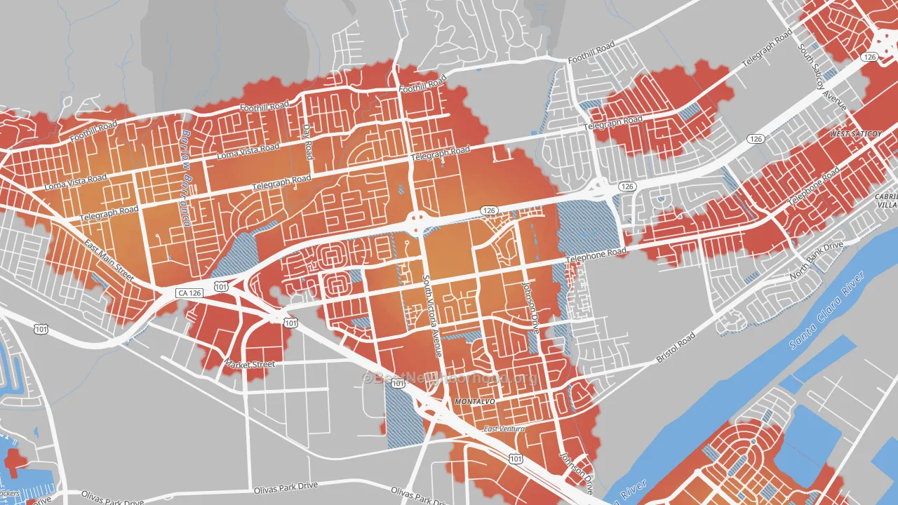 Transit Grade map of 93009, CA