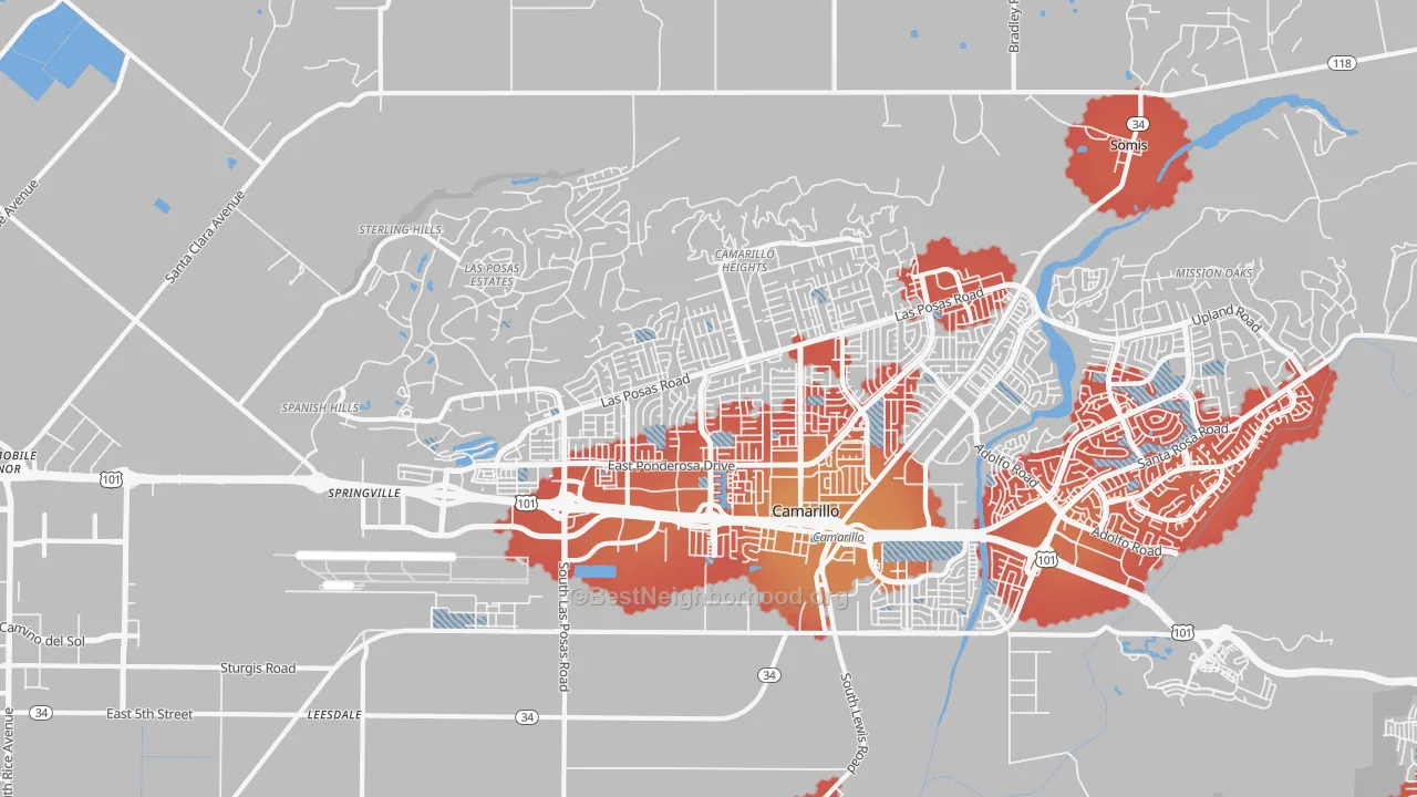 Transit Grade map of 93010, CA