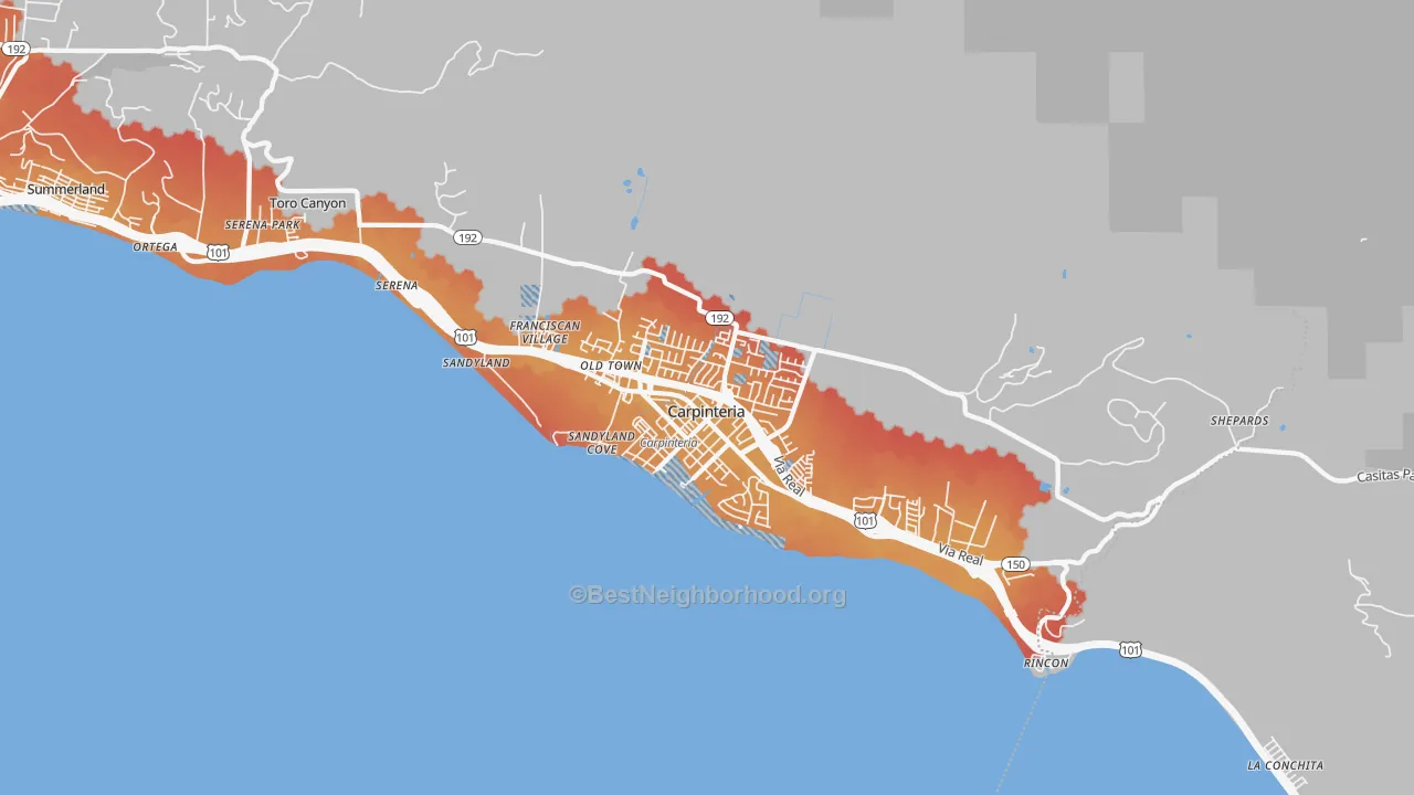 Transit Grade map of 93013, CA