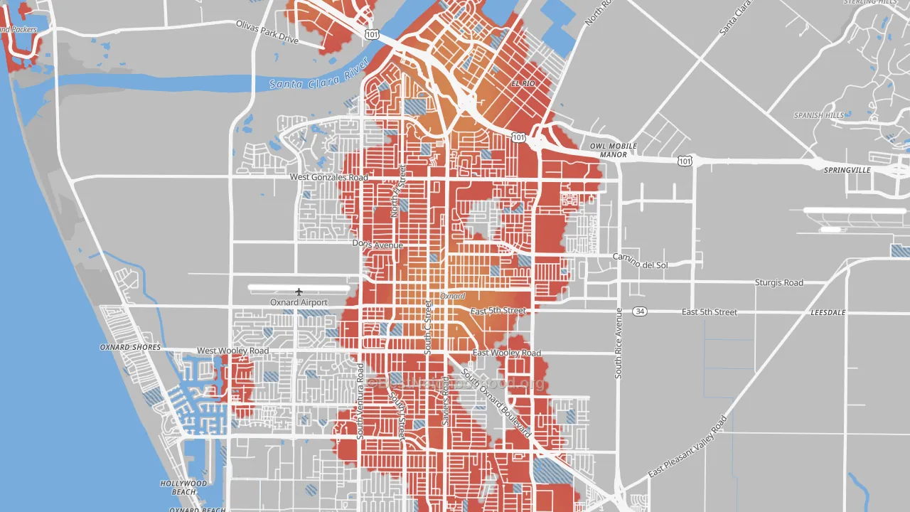 Transit Grade map of 93030, CA