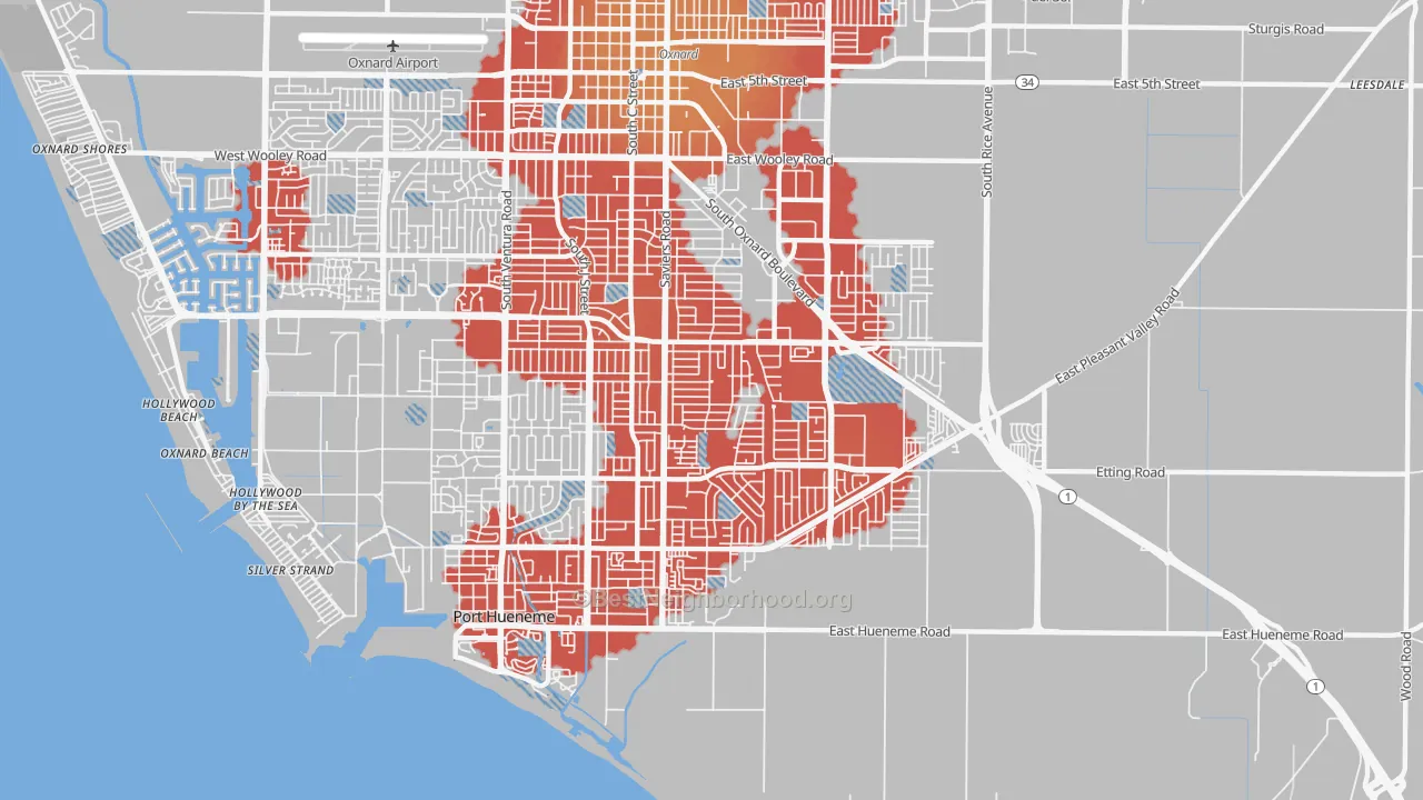 Transit Grade map of 93033, CA