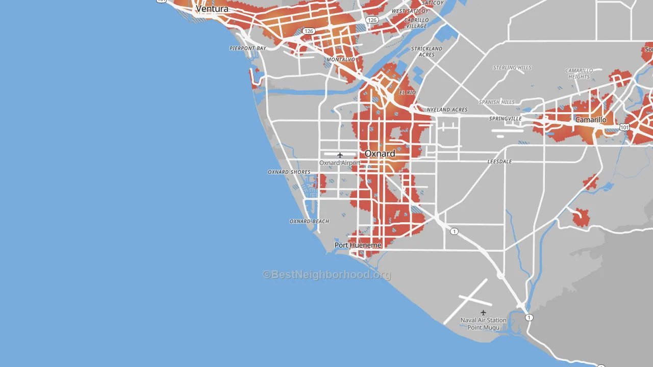 Transit Grade map of 93035, CA