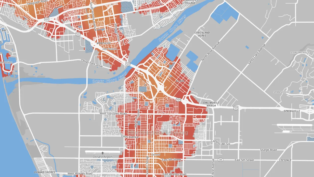 Transit Grade map of 93036, CA
