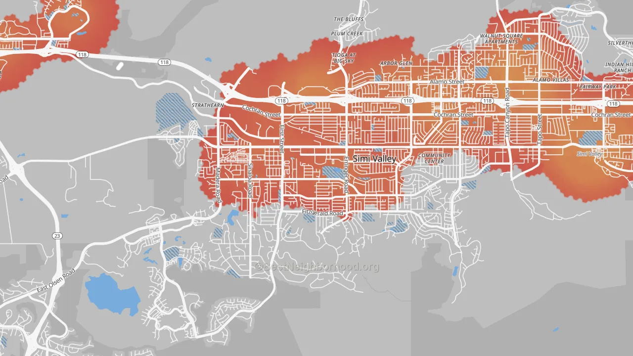 Transit Grade map of 93065, CA