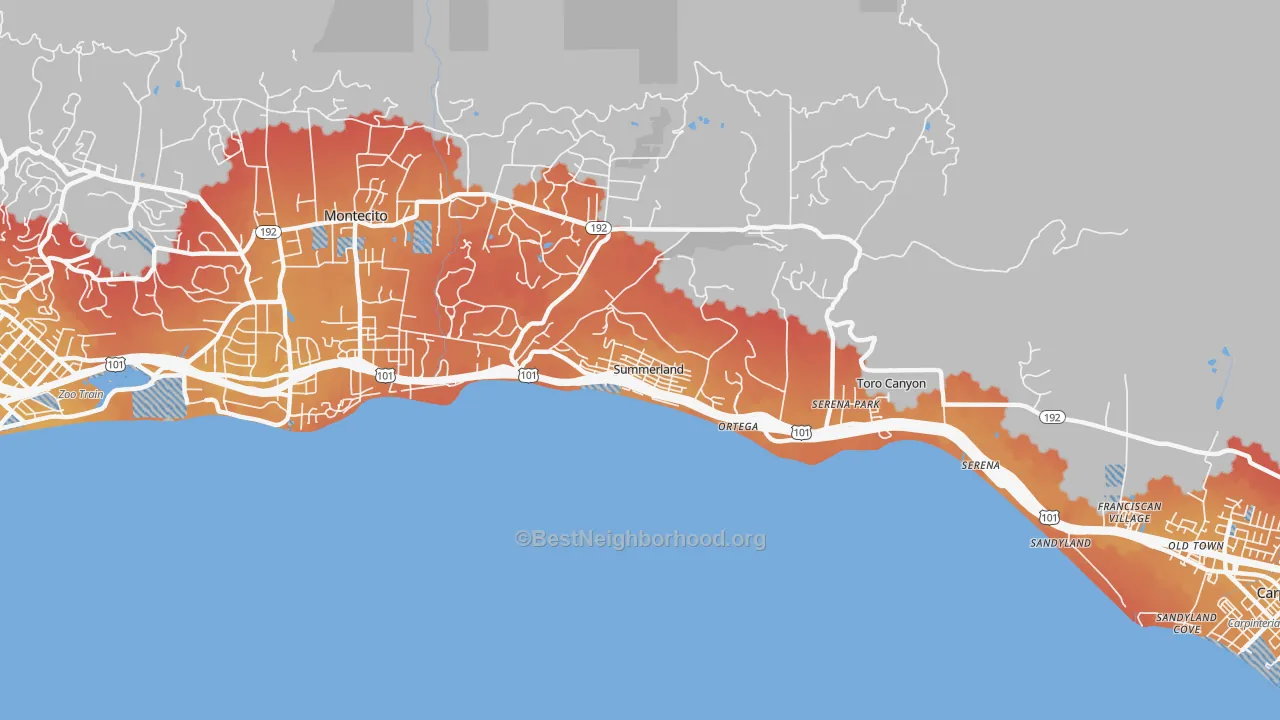 Transit Grade map of 93067, CA