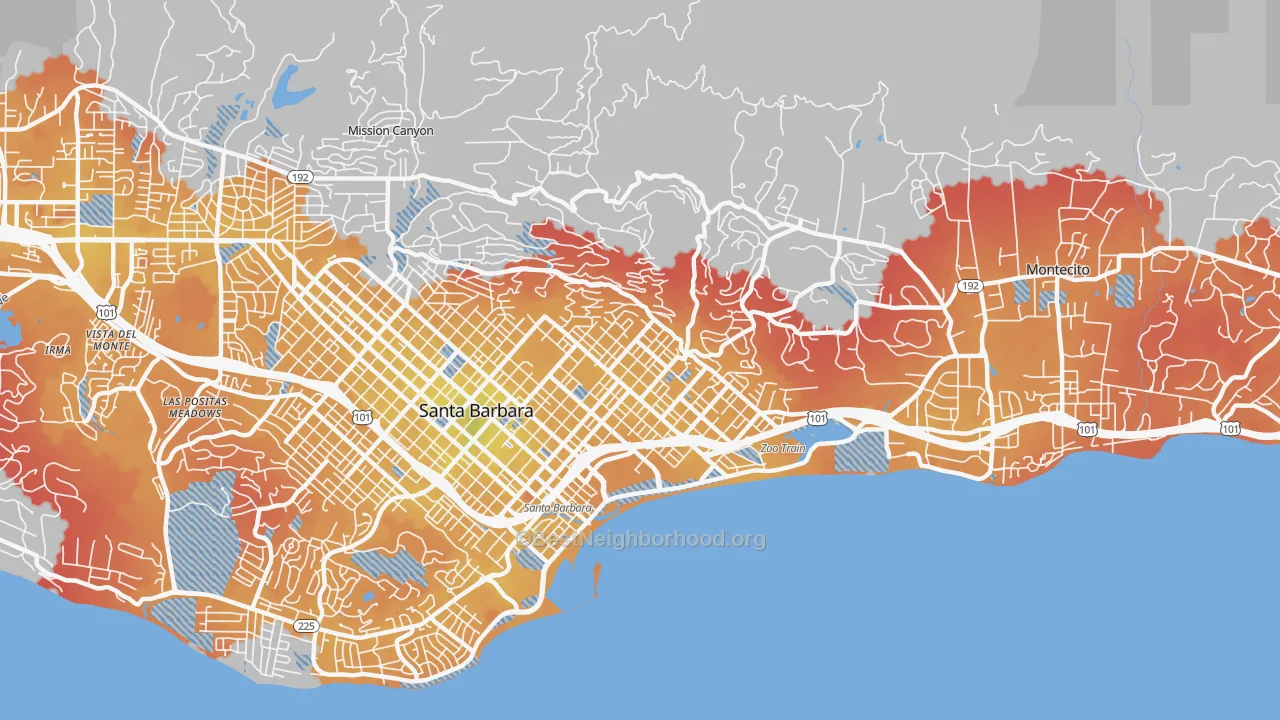 Transit Grade map of 93103, CA