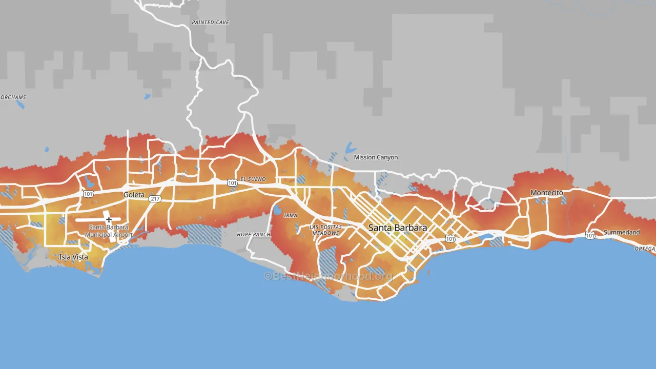 Transit Grade map of 93105, CA