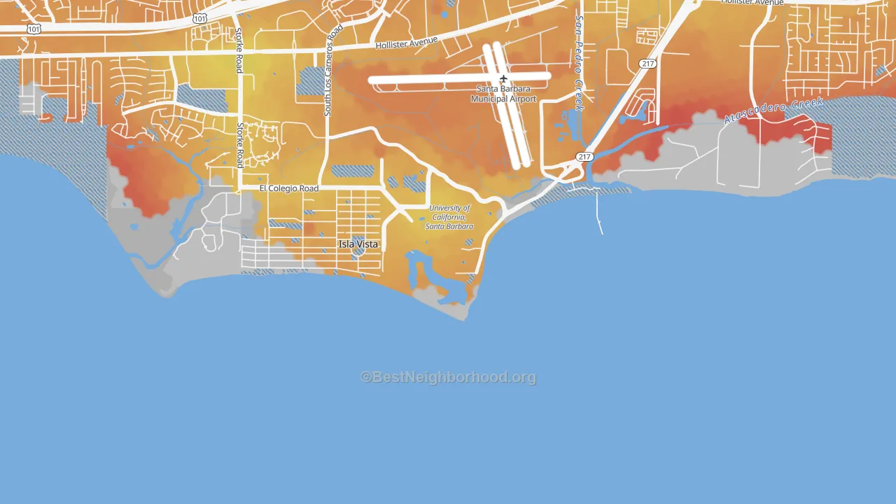 Transit Grade map of 93106, CA