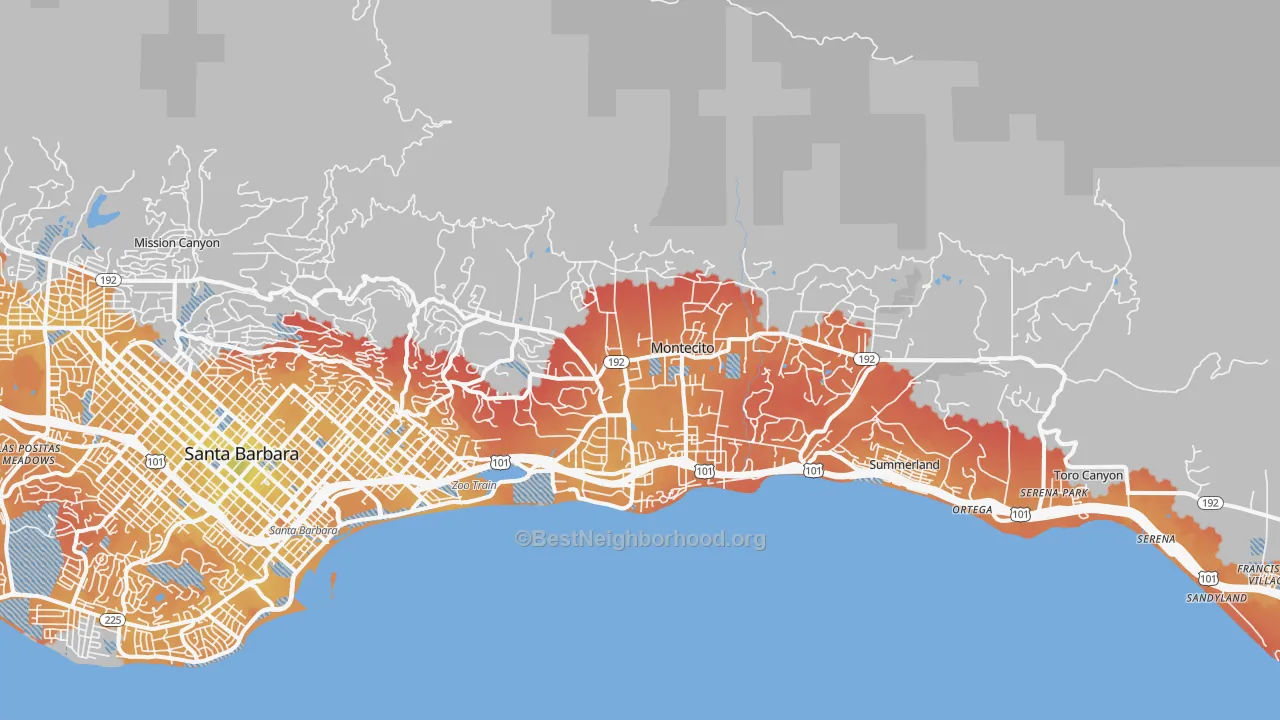 Transit Grade map of 93108, CA