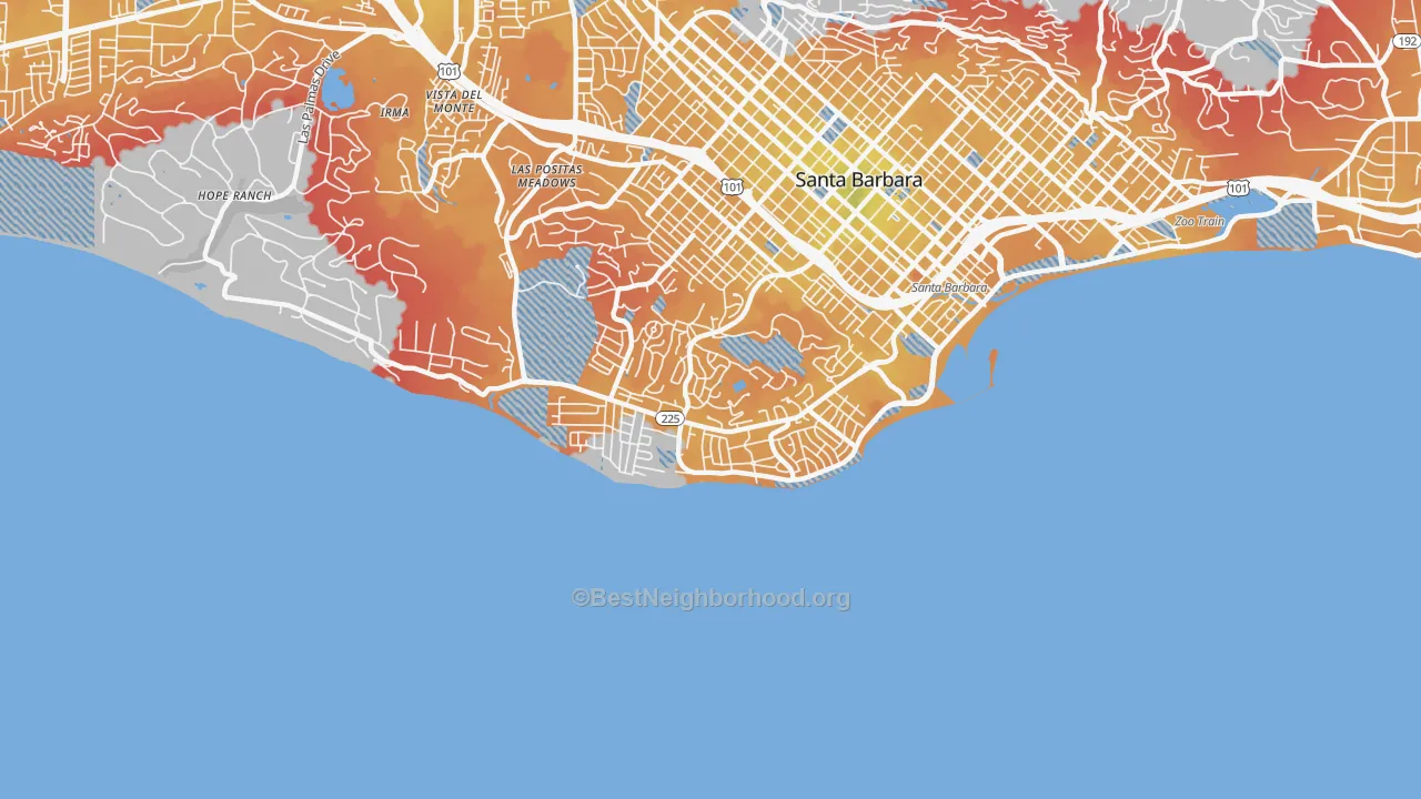 Transit Grade map of 93109, CA
