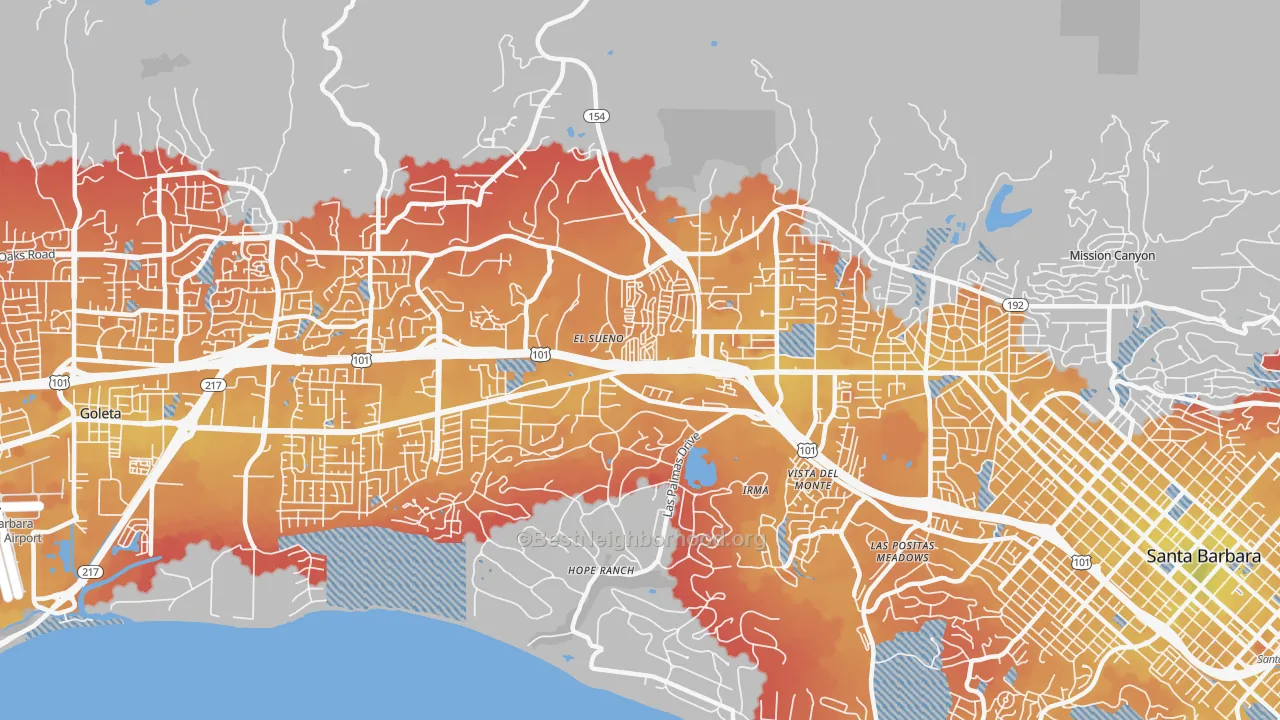 Transit Grade map of 93110, CA