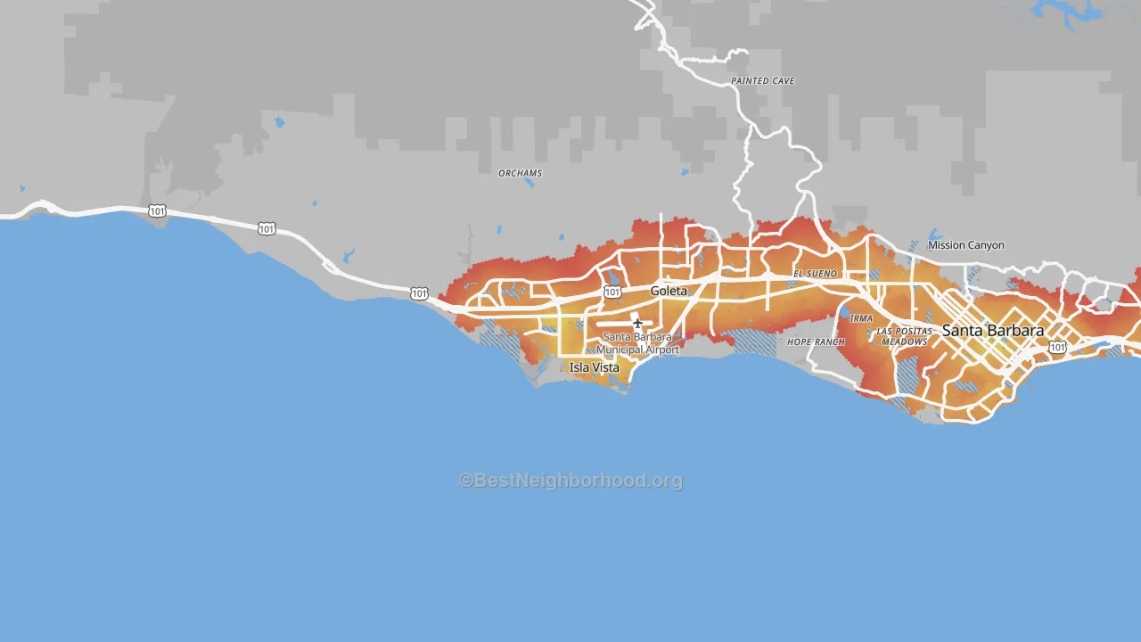 Transit Grade map of 93117, CA