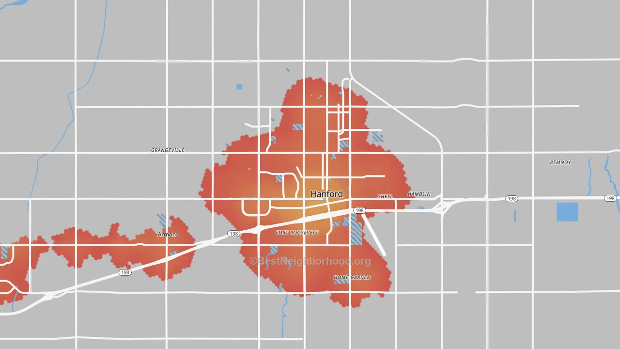 Transit Grade map of 93230, CA