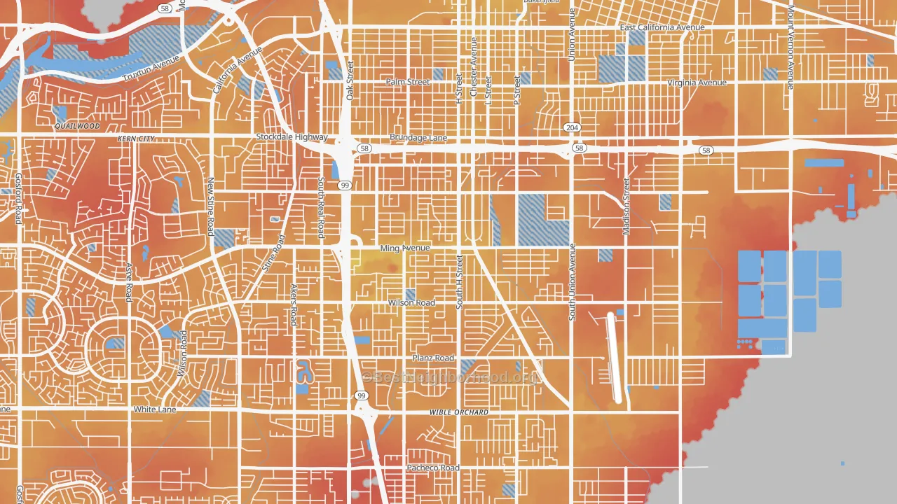 Transit Grade map of 93304, CA