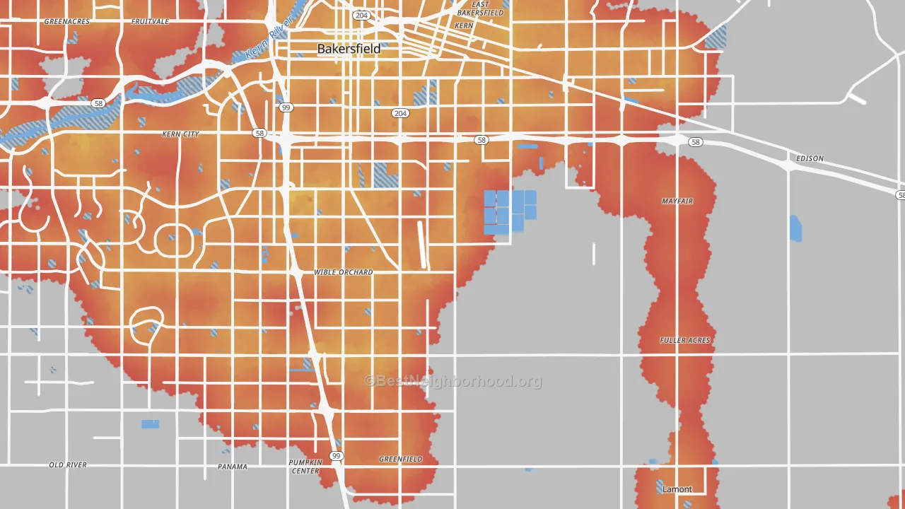 Transit Grade map of 93307, CA