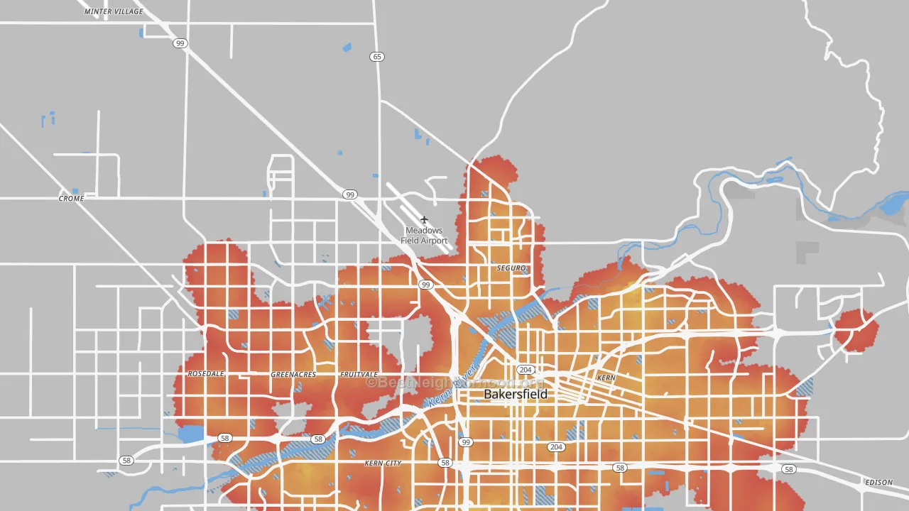 Transit Grade map of 93308, CA