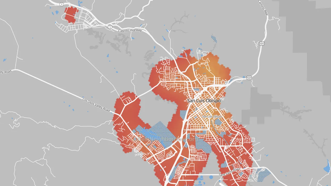 Transit Grade map of 93405, CA