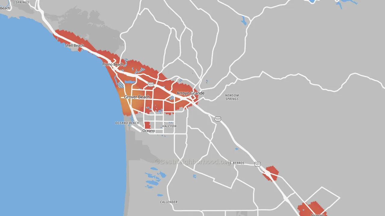 Transit Grade map of 93420, CA